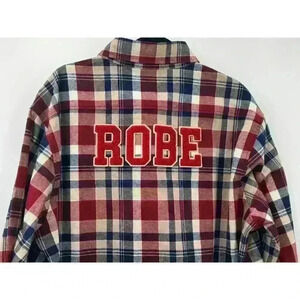 Robe Di Kappa Men's Varsity Club Cotton Red Checkered Long Sleeve Button-Up XXL